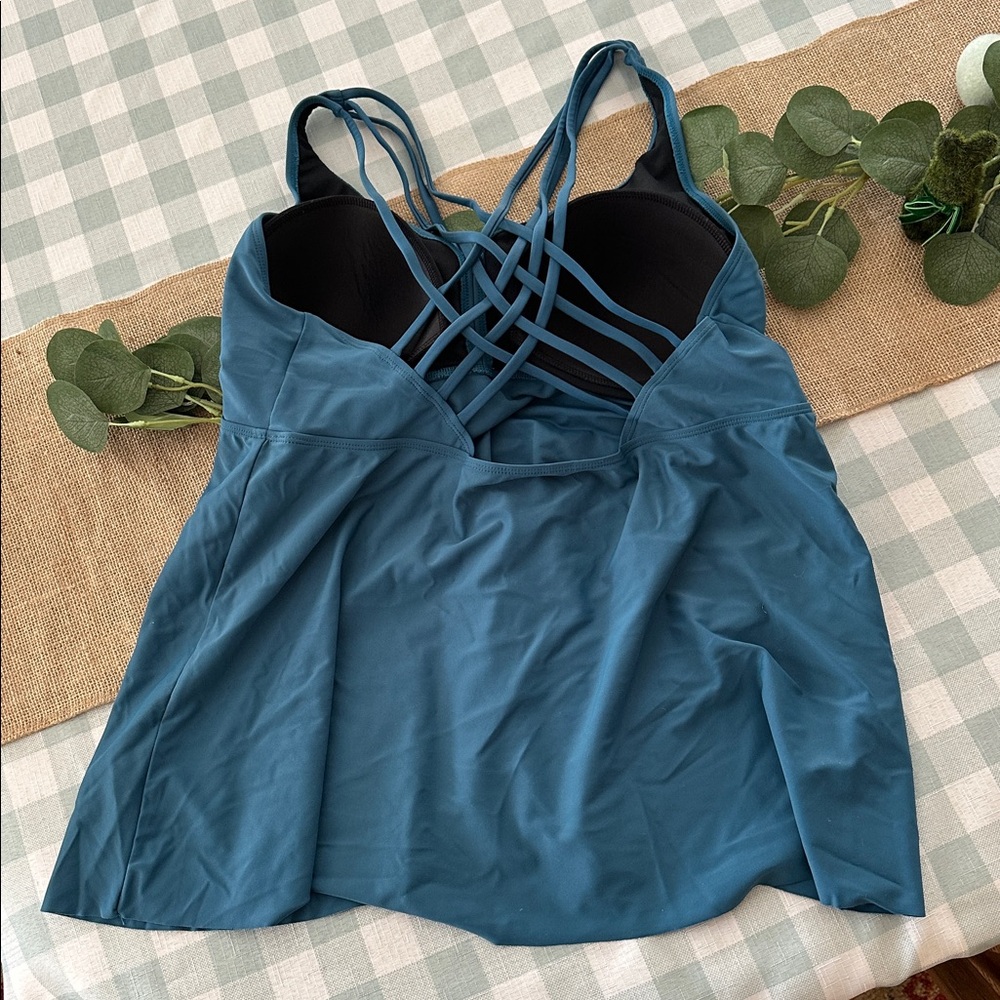 Teal Blue Swim Tankini Top - Picture 2 of 3